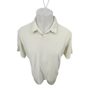Lululemon Medium ? Men Ivory Short-Sleeve Polo T-Shirt Active 30-16